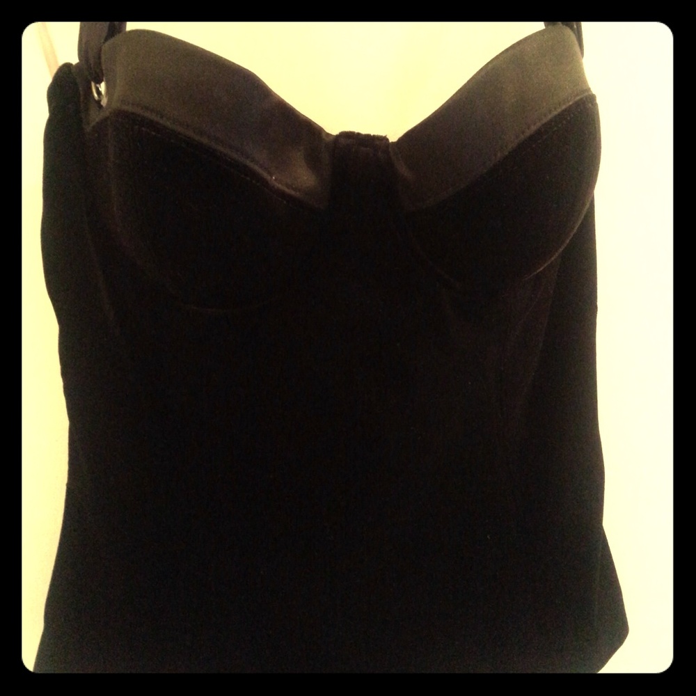 Black Velvet Bustier Top - Women